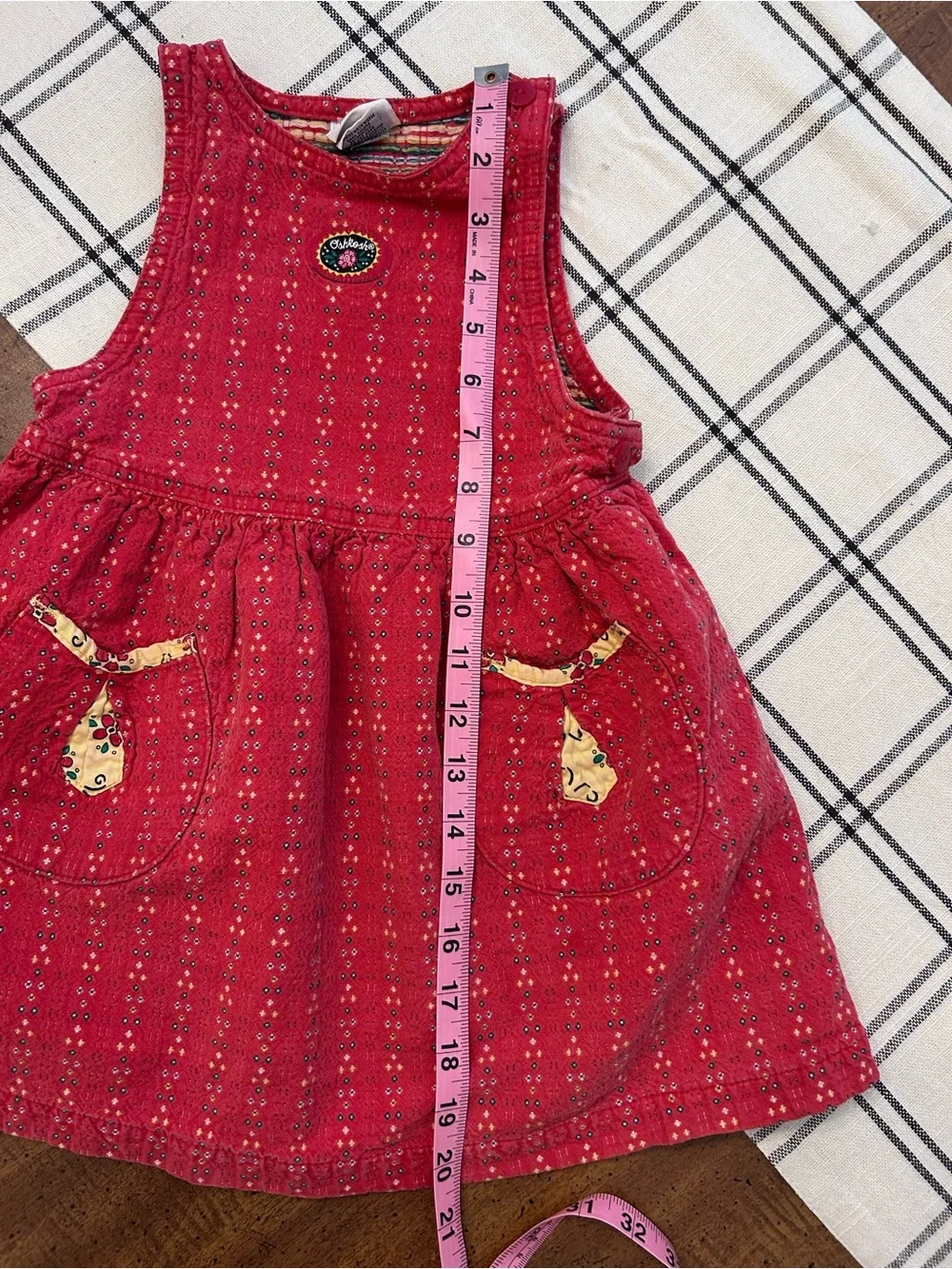 Oshkosh Vintage Made in USA Toddler Girls Jumper Dress Red 3T